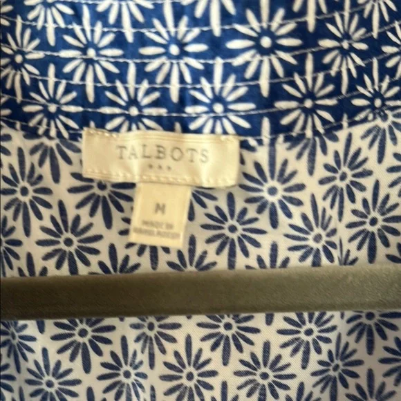 Talbots Blue Patterned Sleeveless Top - Picture 2 of 8